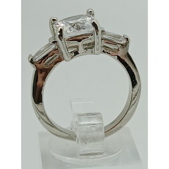 3.5 CT Vintage Princess Cut CZ Engagement Ring Silver Tone White Gold GP Size 10 - Picture 13 of 16